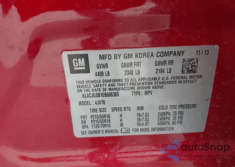 2014 Buick Encore z USA, uszkodzony, nr VIN KL4CJGSB1EB606365